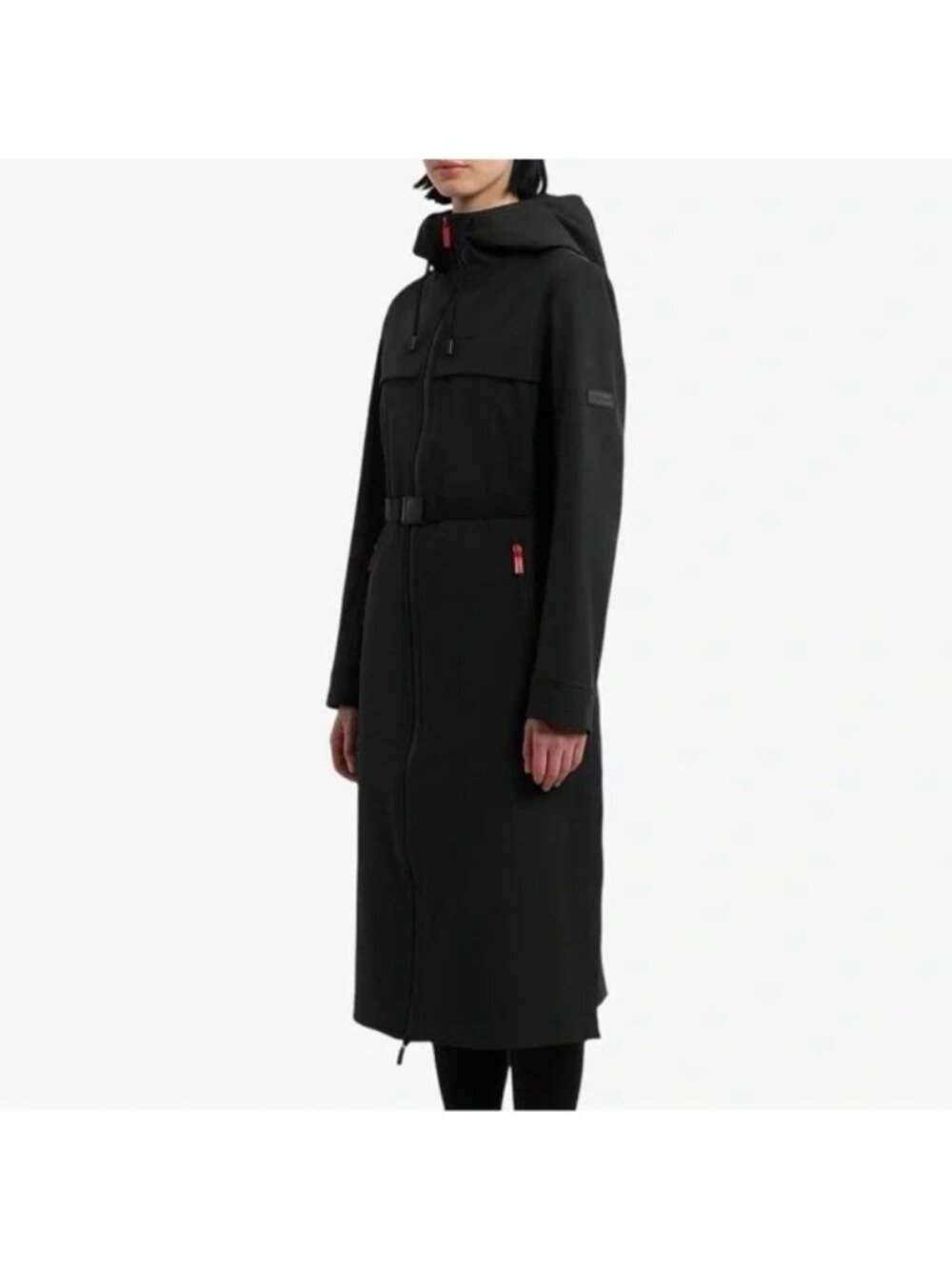 Hunter Crown 2.0 Longline Belted Velour Bonded Coat Black XL New with Tag - Picture 3 of 6